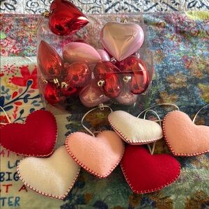 Cloth & Glass Heart Shaped Ornaments Set